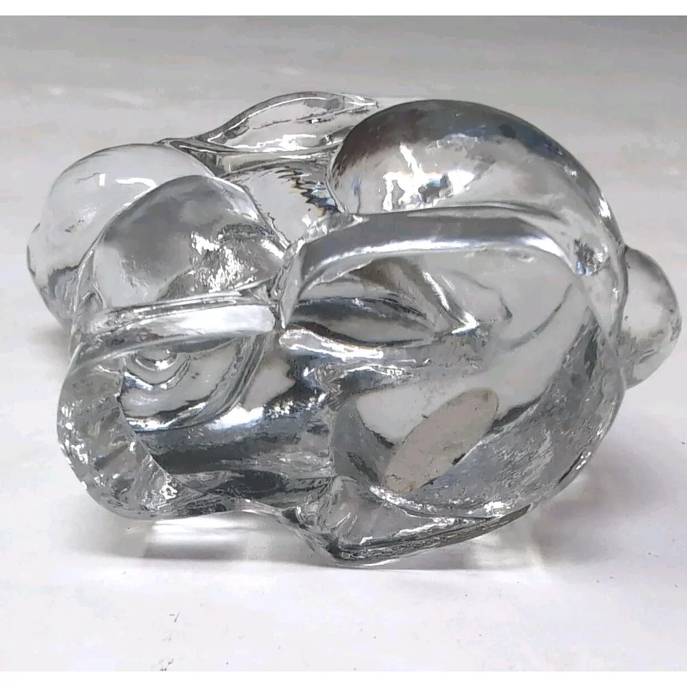 VTG Oneida Bunny Rabbit Figurines Set of 2 Lead Crystal Clear Hand Cut &‎ Blown
